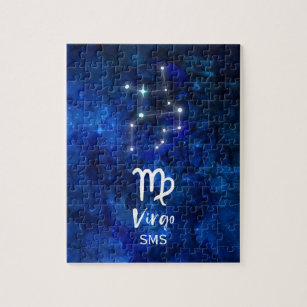 Puzzle Monogramme bleu de galaxie de constellation de