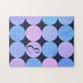 Puzzle Monogramme Cercles Bleu Violet & Rose (Horizontal)