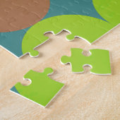 Puzzle Monogramme Cercles Vert Citron Turquoise & Rouille (Côté)