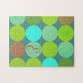 Puzzle Monogramme Cercles Vert Citron Turquoise & Rouille (Horizontal)