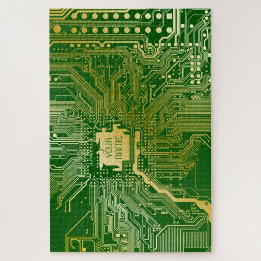 Puzzle Monogramme Circuit Motherboard Electronique Chip T (Vertical)