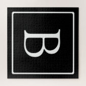 Puzzle Monogramme Classique Simple | Noir avec Texte Blan (Horizontal)