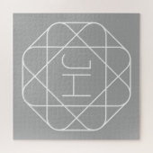Puzzle Monogramme Cool, Style de Logo Hip Vibe | Gris & B (Horizontal)