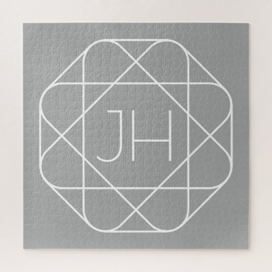 Puzzle Monogramme Cool, Style de Logo Hip Vibe | Gris & B (Vertical)