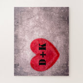 Puzzle Monogramme de coeur en pierre Personnaliser (Vertical)