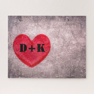 Puzzle Monogramme de coeur en pierre Personnaliser