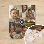 Puzzle Monogramme de la famille de collage de photos pers<br><div class="desc">Un cadeau personnalisé spécial avec 4 de vos photos personnalisées et un premier monogramme. Utilisez les outils de conception pour ajouter du texte supplémentaire dans toutes les polices et couleurs que vous souhaitez. Téléchargez d'autres photos, modifiez la couleur de l'arrière - plan ou choisissez une autre option de taille pour...</div>