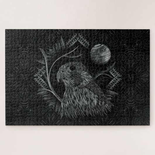 Puzzle Monogramme de Pleine lune de faucon (Horizontal)