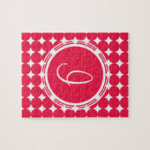 Puzzle Monogramme de point de polka rouge (Horizontal)