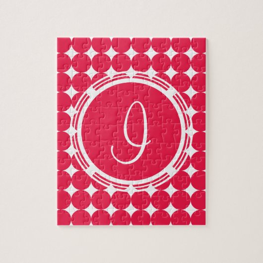 Puzzle Monogramme de point de polka rouge (Vertical)