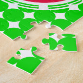 Puzzle Monogramme de point de polka rouge et vert (Côté)
