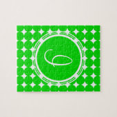 Puzzle Monogramme de point de polka vert (Horizontal)