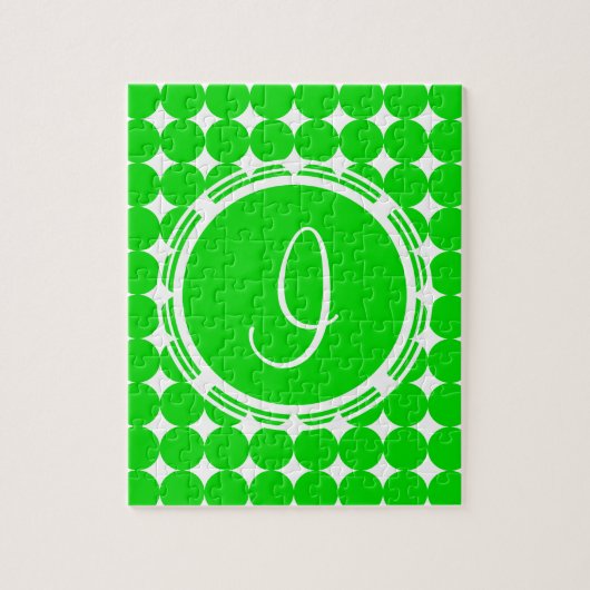 Puzzle Monogramme de point de polka vert (Vertical)