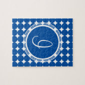 Puzzle Monogramme de point Polka Bleu (Horizontal)