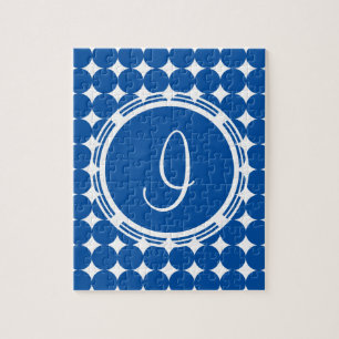 Puzzle Monogramme de point Polka Bleu