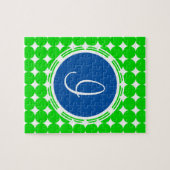 Puzzle Monogramme de point Polka bleu et vert (Horizontal)