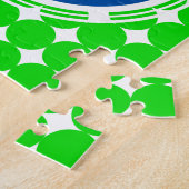 Puzzle Monogramme de point Polka bleu et vert (Côté)