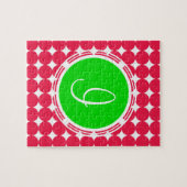 Puzzle Monogramme de point Polka vert et rouge (Horizontal)