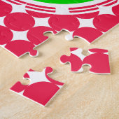 Puzzle Monogramme de point Polka vert et rouge (Côté)