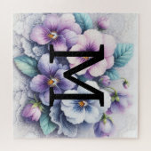 Puzzle Monogramme dentelle fleurie rose pourpre vitres fl (Horizontal)