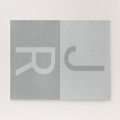 Puzzle Monogramme d'initiales Modernes Gris Clair & Gris (Horizontal)