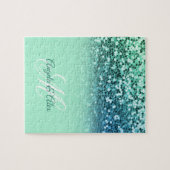 Puzzle Monogramme d'ombre bleu Parties scintillant brilla (Horizontal)