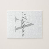 Puzzle Monogramme élégant blanc et gris (Horizontal)
