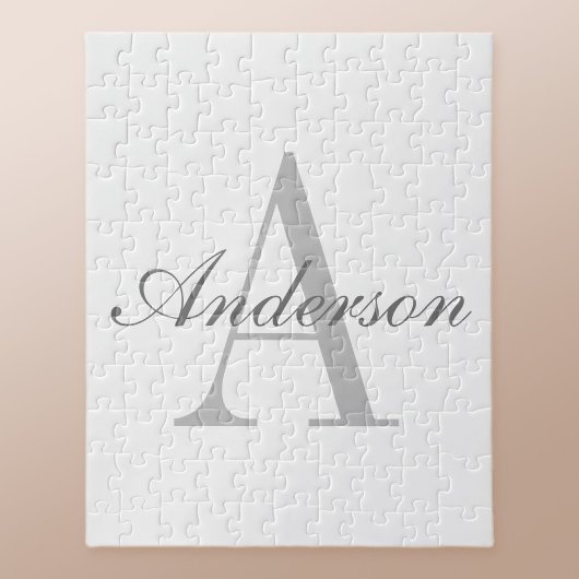 Puzzle Monogramme élégant blanc et gris