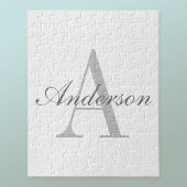 Puzzle Monogramme élégant blanc et gris