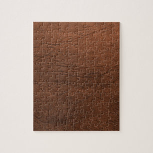 Puzzle Monogramme en cuir Brown de texture