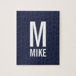 Puzzle Monogramme et nom personnalisés modernes<br><div class="desc">Monogramme moderne noir et blanc Gras Design avec monogramme personnalisé et nom dans le style de police sans serif moderne en gras. Parfait comme loft moderne / minimaliste décoration de maison accessoires,  cadeau de ménage,  cadeau de réunion de famille et cadeau pour toutes occasions spéciales.</div>
