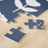Puzzle Monogramme floral blanc bleu marine (Côté)