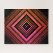 Puzzle Monogramme géométrique rose rustique Carré moderne (Horizontal)