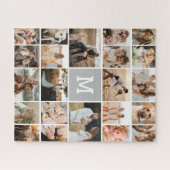 Puzzle Monogramme gris moderne 22 Photo Collage (Horizontal)