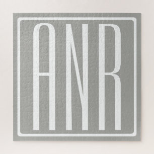 Puzzle Monogramme initial Blanc sur gris clair
