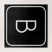 Puzzle Monogramme Initial De Style Moderne | Blanc & Noir (Horizontal)