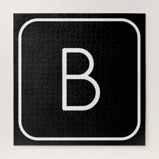 Puzzle Monogramme Initial De Style Moderne | Blanc & Noir (Vertical)