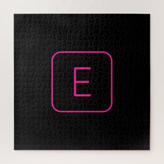 Puzzle Monogramme Initial De Style Moderne | Rose Et Noir (Vertical)
