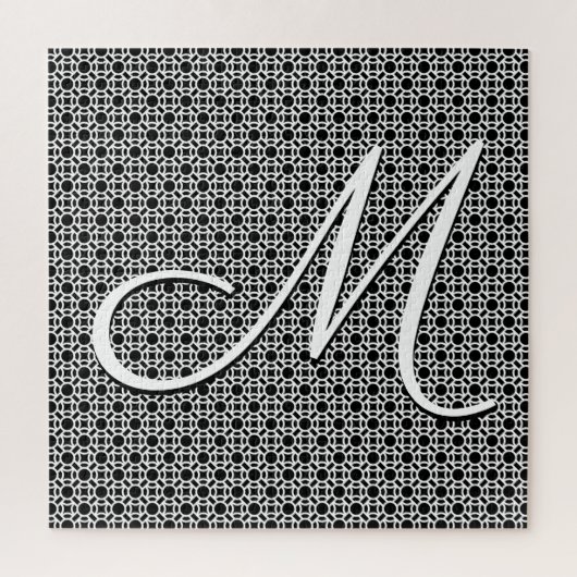 Puzzle Monogramme initial géométrique noir et blanc (Vertical)