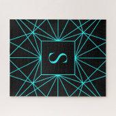 Puzzle Monogramme Initial | Motif Géométrique Turquoise (Horizontal)