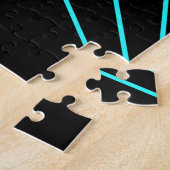 Puzzle Monogramme Initial | Motif Géométrique Turquoise (Côté)
