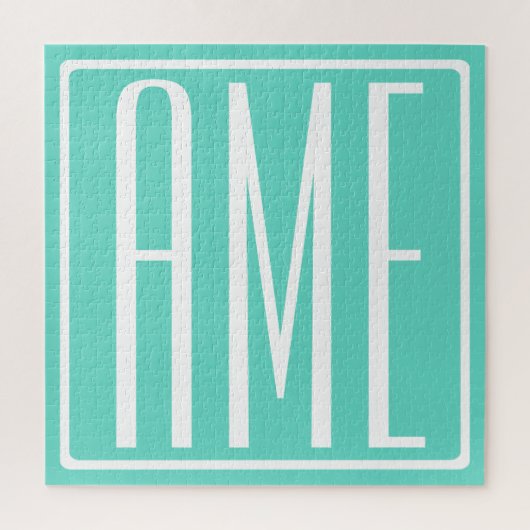 Puzzle Monogramme Initiales 3 Moderne Gras | Blanc Sur Aq (Vertical)
