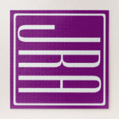 Puzzle Monogramme Initiales 3 Moderne Gras | Blanc & Viol (Horizontal)