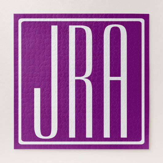 Puzzle Monogramme Initiales 3 Moderne Gras | Blanc & Viol (Vertical)