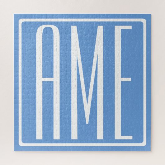 Puzzle Monogramme Initiales 3 Moderne Gras | Bleu Clair (Vertical)