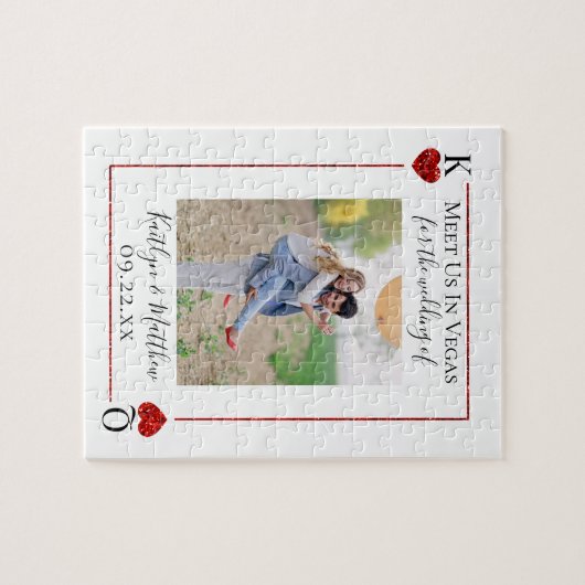 Puzzle Monogramme Lecture Carte Mariage Photo Enregistrer (Horizontal)