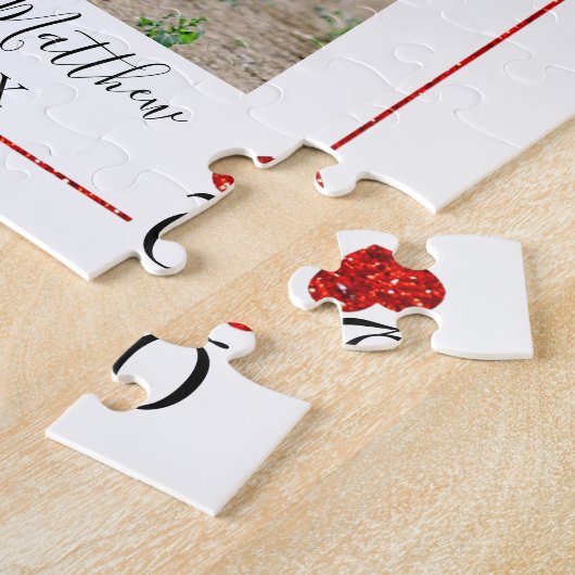 Puzzle Monogramme Lecture Carte Mariage Photo Enregistrer (Côté)