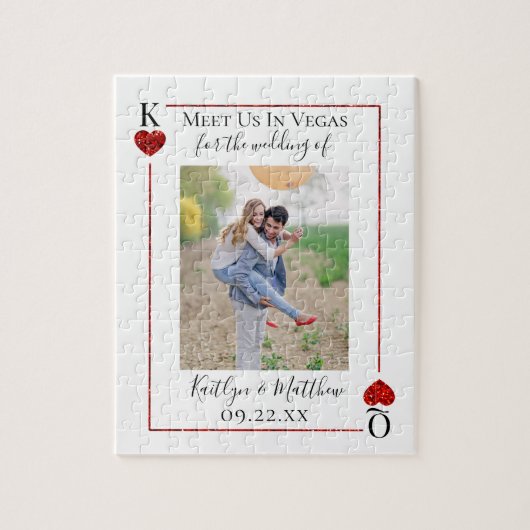 Puzzle Monogramme Lecture Carte Mariage Photo Enregistrer (Vertical)