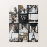 Puzzle Monogramme Moderne 9 Photo Collage<br><div class="desc">Ajoutez 11 photos de votre famille ou jour de mariage et ajoutez votre monogramme personnalisé. Tout le monde s'amusera à assembler ce puzzle.</div>