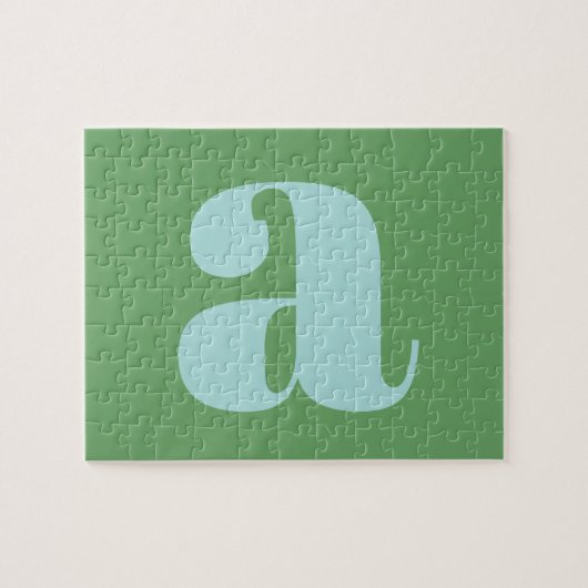 Puzzle Monogramme Moderne Lettre Initiale Bleue et Verte (Horizontal)